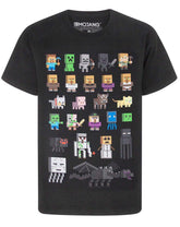 Minecraft T-Shirt Boys Sprites Gamer Gifts Black Short Sleeve Top 11-12 Years